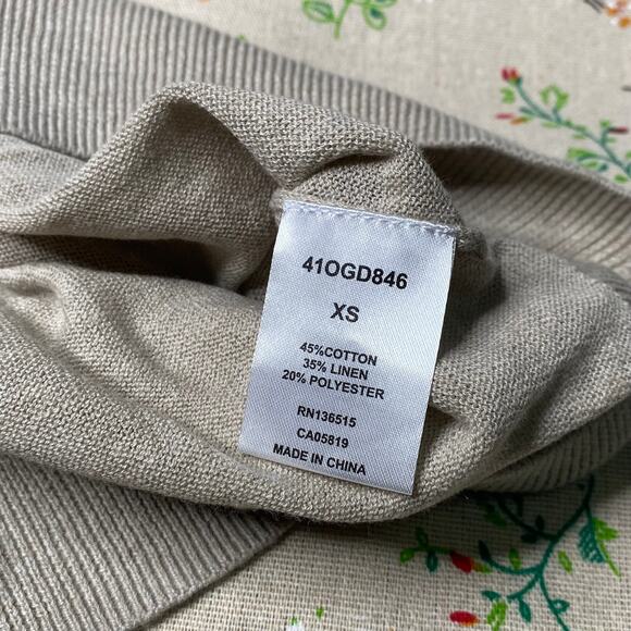 One Grey Day Collared Pullover Sweater Linen Cotton V-Neck Light Polo Gray XS - Picture 5 of 6